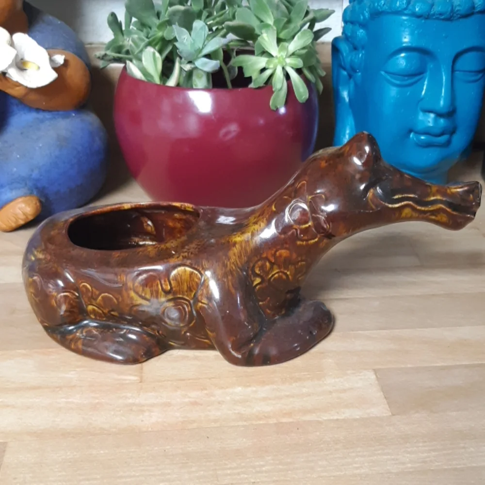 Alligator Crocodile Plant Pot Indoor Home and Garden Swamp Zen Art piece
